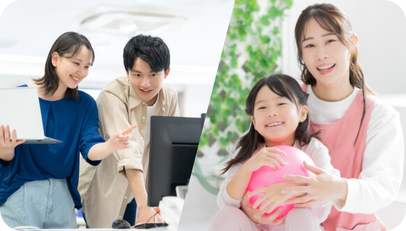 仕事と保育を両立している様子